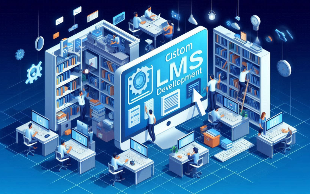 A developer customizing a Learning Management System (LMS) on a laptop, representing the benefits of tailored solutions over off-the-shelf platforms.